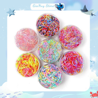  Hộp dây buộc tóc cao su 500 cộng dày dặn co giãn tốt dùng một lần nhiều màu sắc đa đạng 