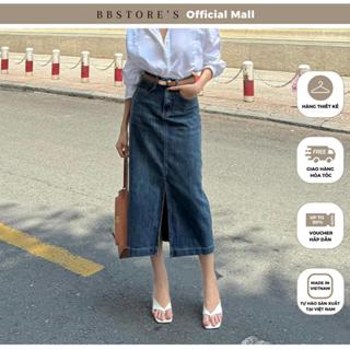 [BBSTORE’S] Chân Váy Jean Form Dài Xẻ Trước Hiện Đại Và Năng Động - V3488