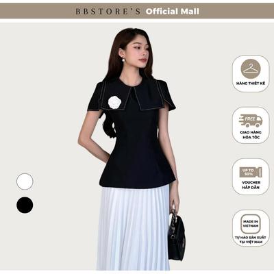  BBSTORE’S Áo Kiểu Peplum Cổ Cape Viền Chỉ Sang Trọng - A2186 