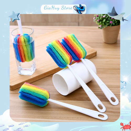 Set 3 cây cọ rửa ly 7 màu, cọ rửa bình sữa, bình nước, bình giữ nhiệt dễ dàng vệ sinh