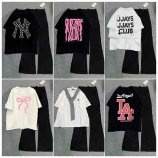 [ Rẻ Vô Địch] Tổng Hợp Các Set Bộ Nữ Quần Ống Loe Chất Umi + Mix Áo Phông Thủy Thủ Form Rộng Tay Lỡ Unisex