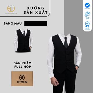  Áo gile HTmen 5 cúc chất vải tuytsi 79 cao cấp may kỹ 3 lớp màu đen Menswear Shirt 