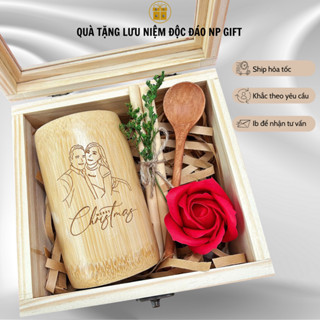 Quà Tặng Giáng Sinh Cho Người Yêu, Bạn Bè - Cốc Tre Khắc Hình Và Chữ Theo Yêu Cầu