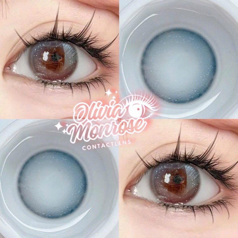 [ Có cận ] Olivia Monrose -  Lens Mắt Bunny Xanh Blue Tây giãn nhẹ ( Tặng khay đựng lens )