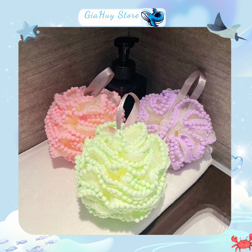 Bông Tắm Lưới Tròn Cao Cấp, Tạo Bọt Mềm Mịn Nhiều Màu , Giúp Thư Giản