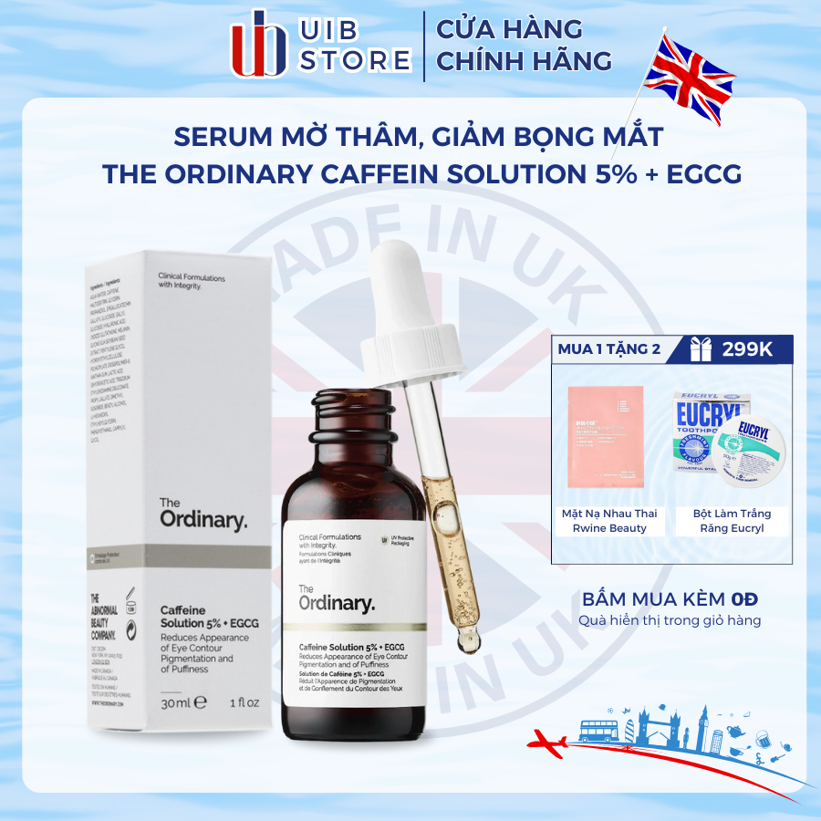(Hàng Auth, có bill ) Serum mờ thâm, giảm bọng mắt The Ordinary Caffein Solution 5% + EGCG