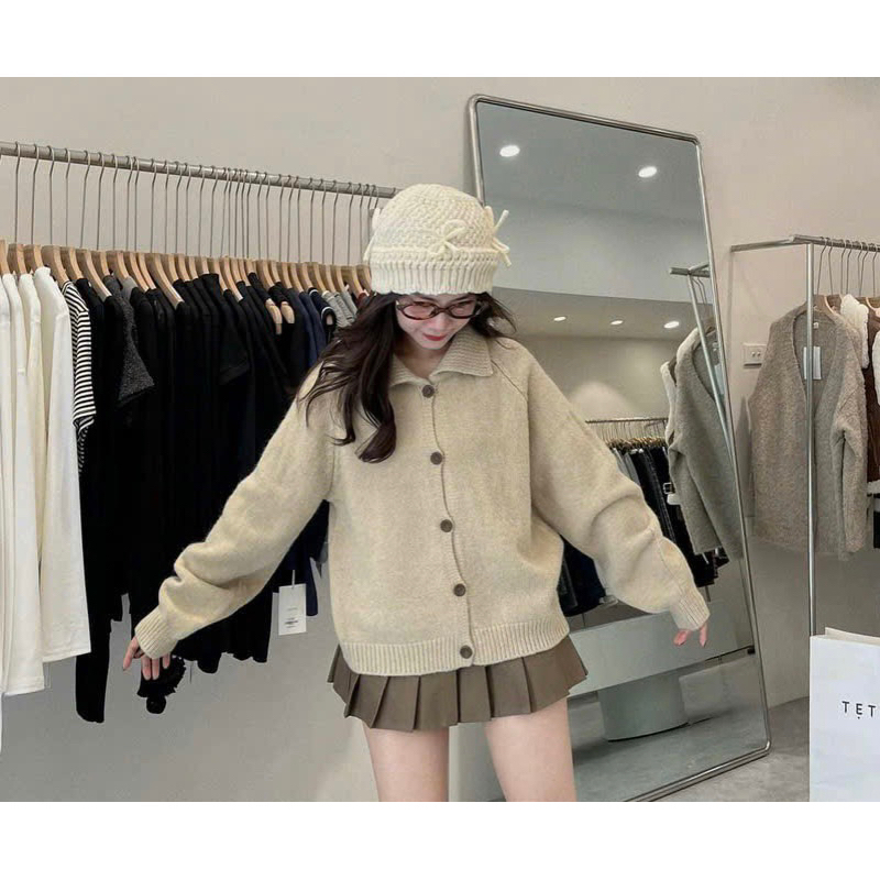 Áo Khoác Len Cadigan Dệt Kim Cổ Bẻ Cài Cúc Trước phong cách Hàn Quốc M.6548 | BigBuy360 - bigbuy360.vn