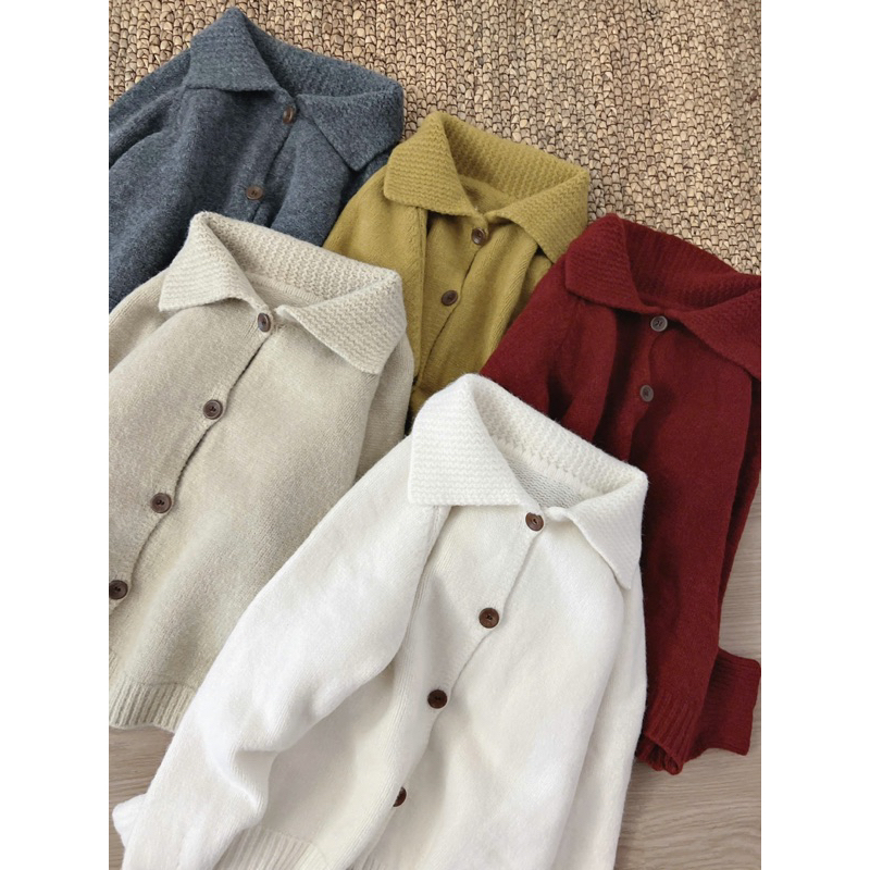 Áo Khoác Len Cadigan Dệt Kim Cổ Bẻ Cài Cúc Trước phong cách Hàn Quốc M.6548 | BigBuy360 - bigbuy360.vn