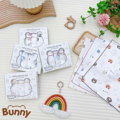 Set 5 khăn sữa cho bé sợi tre Bunny Premium Bamboo mềm mại, nhẹ nhàng như lụa càng dùng càng thích