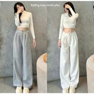  Quần Nỉ Ống Rộng Vải Nỉ Ép Mịn Dầy Dặn Thể Thao Cá Tính Cho Nữ Form Xinh MA715 