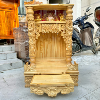   BÁN RẤT CHẠY_THÔNG ĐÈN KIM SA  Bàn thờ thần tài tủ thờ ông địa gỗ thông đèn chớp led kèm bệ mâm kéo 48cm 56cm 60cm dày 