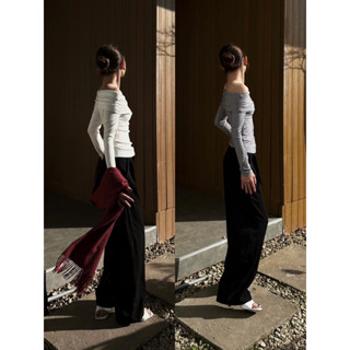 Áo Trễ Vai Len Thun Gân FEMSIC Ôm Body