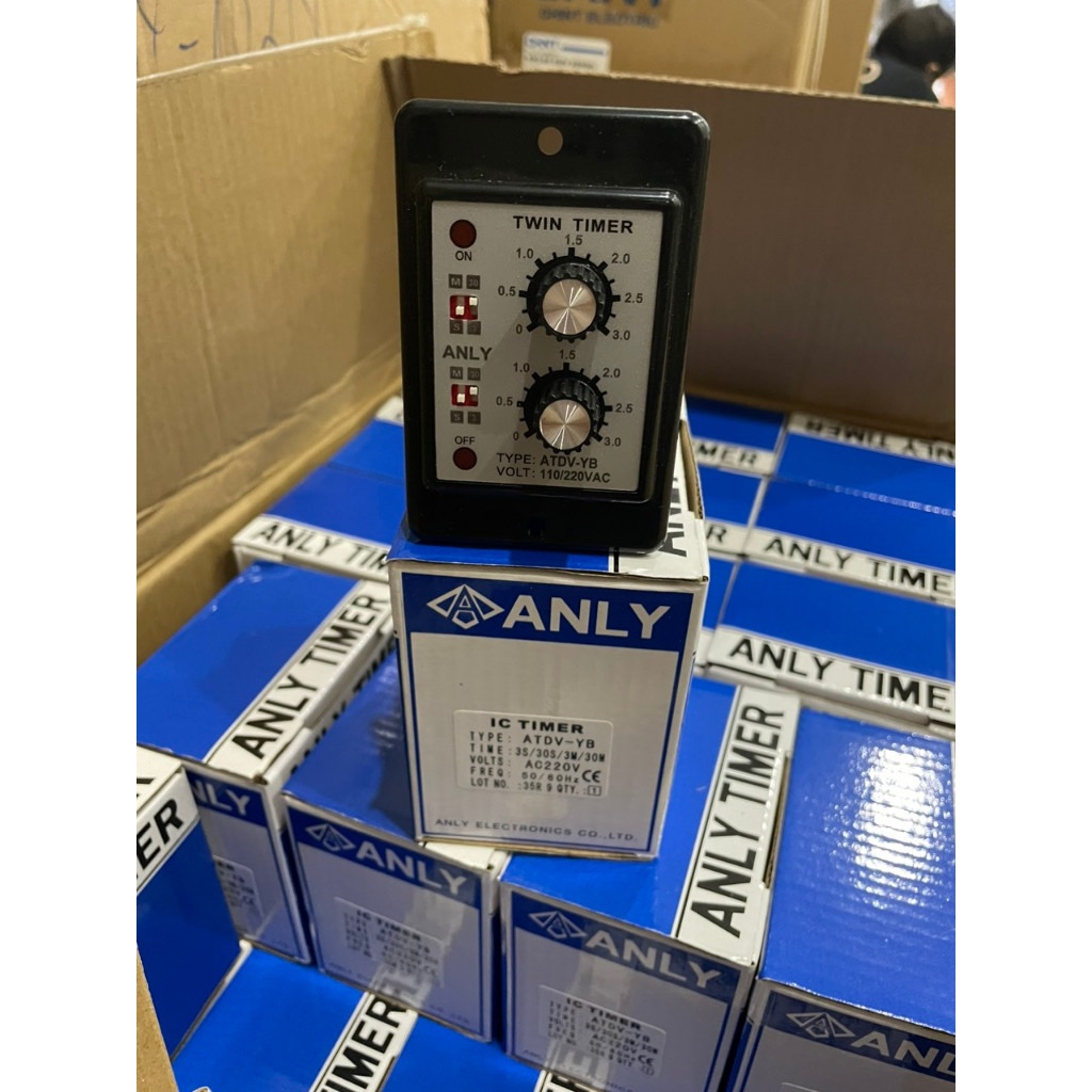 Rơ le thời gian (Timer) Đôi Anly ATDV-Y, ATDV-YB 3S/30S/3M/30M (Đã Bao đế)