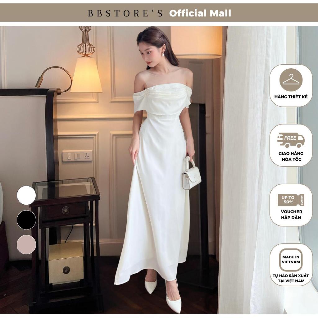 BBSTORE'S Đầm Dự Tiệc Trễ Vai Form Dài Nhún Ngực Kiểu Dáng Trẻ Trung - D746