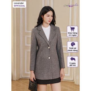 Áo măng tô dạ nữ LAVENDER màu ghi dáng ngắn cổ ve túi chéo MT4082