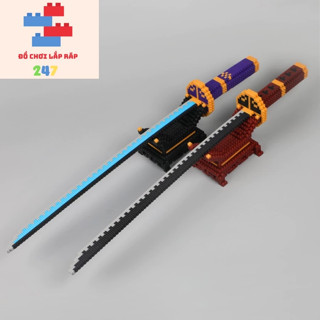  Mô hình đồ chơi lắp ráp Kiếm Katana Master Có Giá Đỡ - Bộ 2 kiếm lắp ráp kèm đế dài 75cm size lớn 