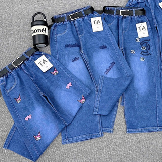  Quần JEANS xuông xanh QC thêu tràn bé gái cao cấp Mã L  15-27kg  