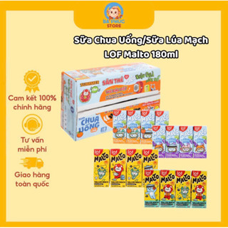 Sữa trái cây LOF MALTO vị socola bạc hà/ socola lúa mạch/SCU hương cam/SCU hương nho thùng 48 hộp x 180ml