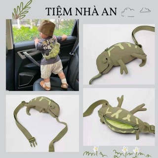 túi xách cho bé , đeo chéo cho bé trai , balo bao tư siêu cute hình tắc kè xanh - tiệm nhà An