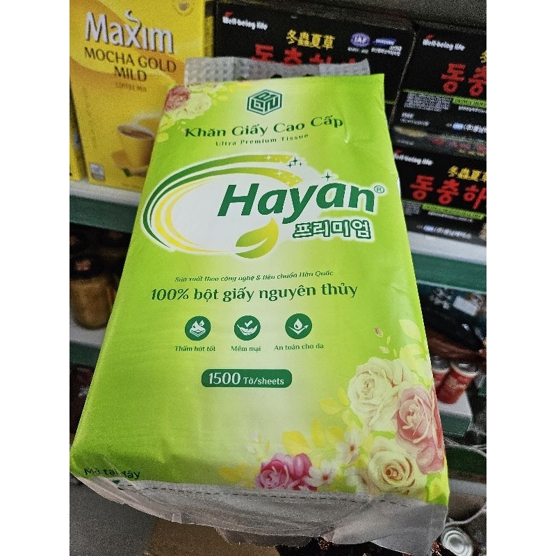 Khăn giấy rút cao cấp hayan 1 bịch 1500 tờ