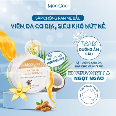 Sáp Bơ Hạt Mỡ Dưỡng đa năng, nứt gót chân, da bong tróc, khóa ẩm viêm da cơ địa, chống rạn cho Mẹ Bầu Moogoo