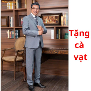 Bộ vest nam trung niên Tiến Thịnh may 2 lớp chất liệu vải cao cấp nhập khẩu sang trọng