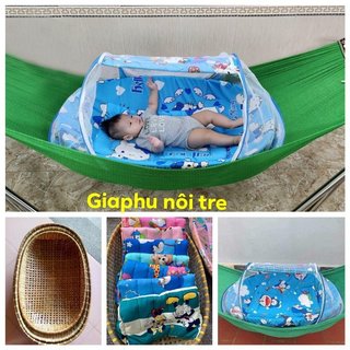 Combo Nôi Tre + Nệm Cho Bé - Giải Pháp Chống Cong Lưng Cho Bé - Giúp Bé Ngủ Sâu Giấc, Thoáng Khí