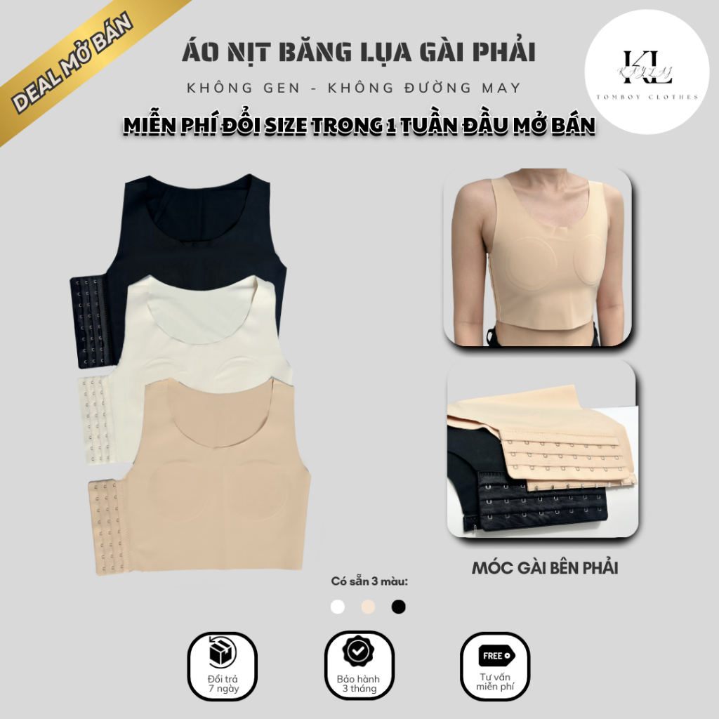 [Áo Nịt Tomboy] Áo Nịt Băng Lụa GÀI PHẢI Cải Tiến Không Gen - Không Đường May - Không Viền Cho Tombo