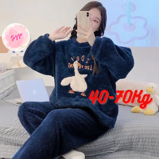  Bộ ngủ lông quần dài mặc ở nhà mùa đông form bigsize phong cách hàn quốc dễ thương 50-70Kg  TOZZO BLO01 
