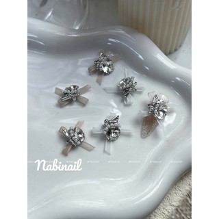 Charm đá mix nơ charm bướm đính móng