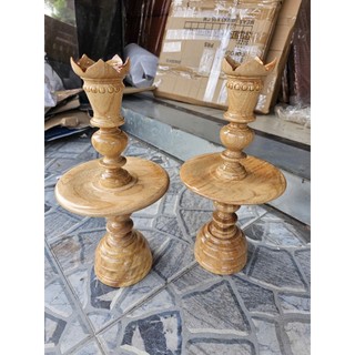 Cặp chân đèn gỗ gõ cao 40cm
