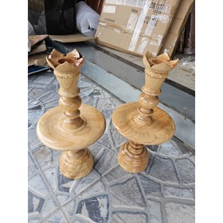 Cặp chân đèn gỗ gõ cao 40cm
