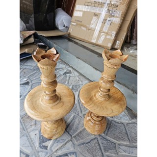 Cặp chân đèn gỗ gõ cao 40cm