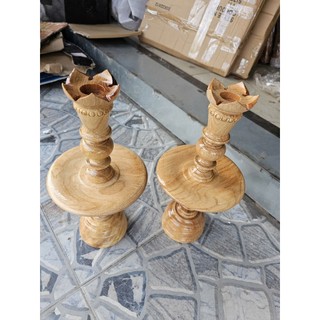 Cặp chân đèn gỗ gõ cao 40cm
