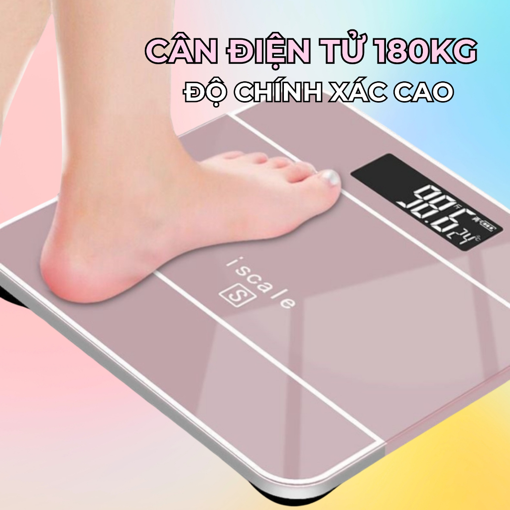 Cân Điện Tử iScale Cân Sức Khỏe Cân Nặng Người Màn Hình LCD Tải Trọng 180kg Giao Nhanh 2H