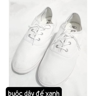 Giày múa trắng.Giày Bata buộc dây trắng đế xanh mềm dẻo bền,giày nam-nữ bata ,học sinh