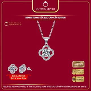  Dây chuyền bạc Ý xi bạch kim Duyson Silver hình cỏ 4 lá đính đá Cz 6A Thụy Sĩ cao cấp DCXK69 