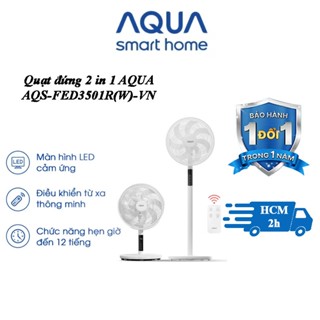 Quạt đứng Aqua 7 Cánh AQS-FED3501R(W)-VN thân máy cảm ứng, điều khiển từ xa, hẹn giờ