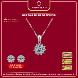  Dây chuyền bạc Ý xi bạch kim Duyson Silver hình bông tuyết đính đá Cz 6A Thụy Sĩ lấp lánh 