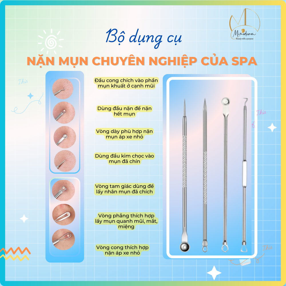 Ảnh 3 của Bộ dụng cụ nặn mụn BEABIAI lấy nhân mụn trứng cá, chất liệu cao cấp, siêu nhọn 12mm