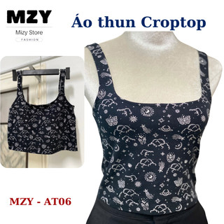 Áo croptop 2 dây to bản MZY - AT06, chất liệu thun cotton co giãn 4 chiều, phối nhiều kiểu, tôn dáng