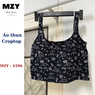 Áo croptop 2 dây to bản MZY - AT06, chất liệu thun cotton co giãn 4 chiều, phối nhiều kiểu, tôn dáng