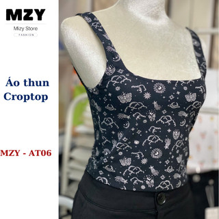 Áo croptop 2 dây to bản MZY - AT06, chất liệu thun cotton co giãn 4 chiều, phối nhiều kiểu, tôn dáng