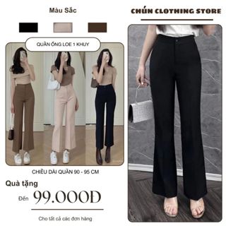 Quần Công Sở Nữ Ống Loe Cạp Cao Chất Tuyết Mưa Dáng Lỡ 1 Khuy Quần Tây Ống Vảy Nhẹ Tôn Dáng Trẻ Trung 833