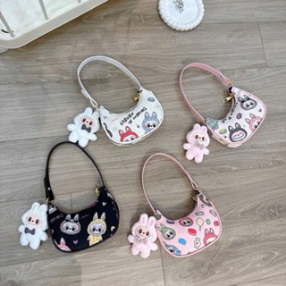 Túi xách mini cho bé gái cầm tay kẹp nách size 14cm tặng kèm gấu LaBuBu xinh xắn cute- ht21