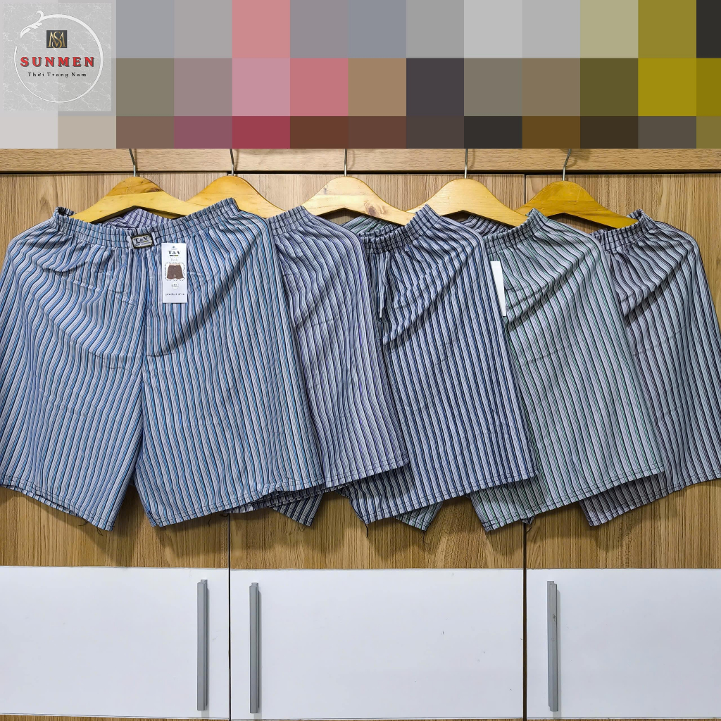 [SIÊU RẺ] Quần Đùi Nam Kẻ Sọc Trắng Thun Co Giãn Có Túi Sau Mặc Ngủ,Mặc Nhà Thoáng Mát Size 45-90kg