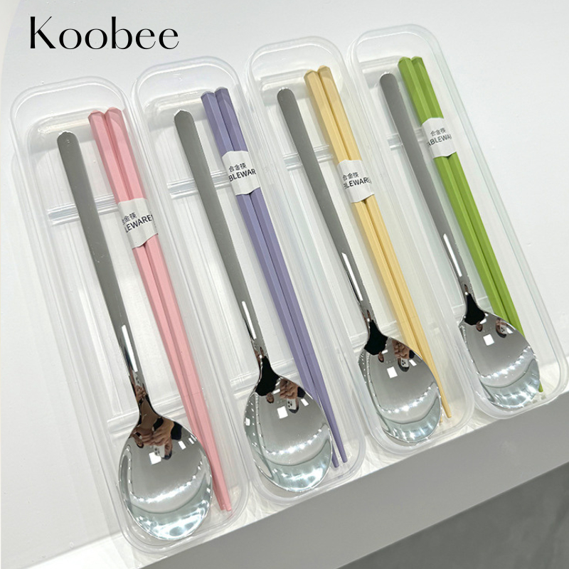 Bộ Đũa Thìa/Muỗng Inox Có Hộp Đựng KOOBEE Dành Cho Cá Nhân, Học Sinh, Văn Phòng | 075