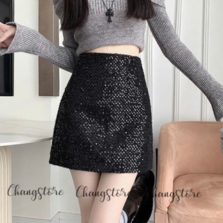  Chân Váy Chữ A đính kim sa CHANG STORE chân váy bling bling chất da M163 