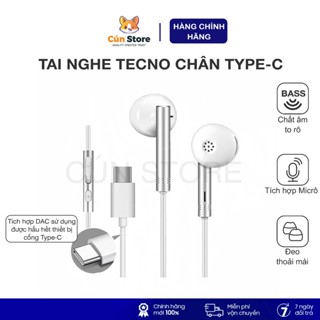  Tai nghe cổng type C TECNO tích hợp Micro sử dụng cho Oppo Xiaomi âm thanh sống động | Bảo hành 6 tháng 