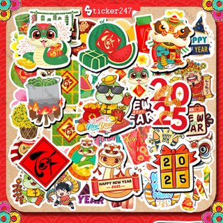 Sticker Tết Ất Tị Năm 2025 🌈Freeship Sticker Dán Mũ Bảo Hiểm, Hình Dán Trang Trí Bao Lì Xì, Bình Nước Hộp Quà Tết